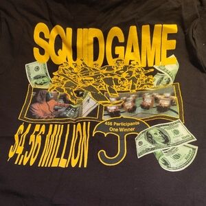 Squid Game Black T-Shirt with Yellow Graphics